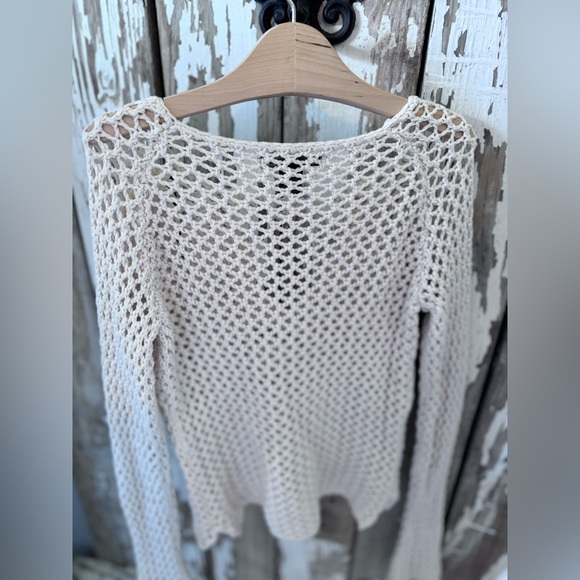 Abercrombie & Fitch Crochet Top Size Small Cream 100% Cotton V Neck Tie … - Picture 8 of 9